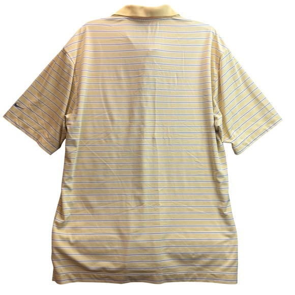 Nike Golf Polo Shirt Mens Large Yellow Striped Fit Dry Short Sleeve Preppy Sport - Picture 2 of 8